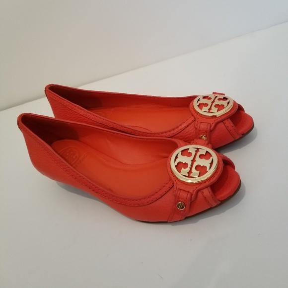 Tory Burch wedge Leticia in poppy red orange - Picture 3 of 7